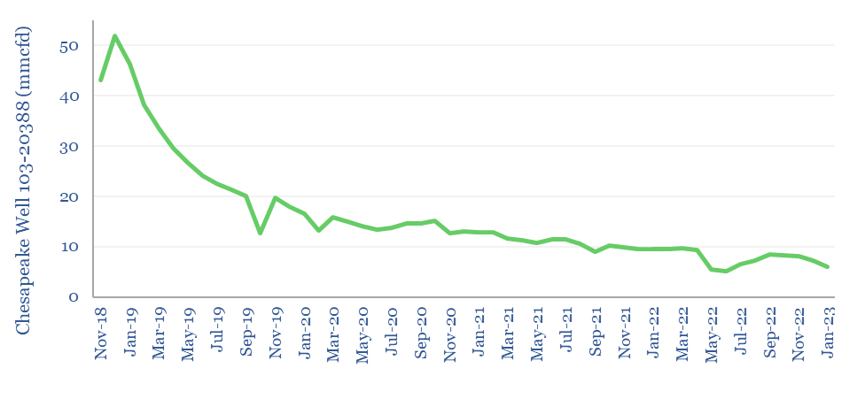 An example of a monster shale gas well's productivity over time